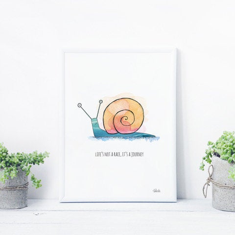 Life's A Journey - Watercolour Snail Illustration Print Artwork